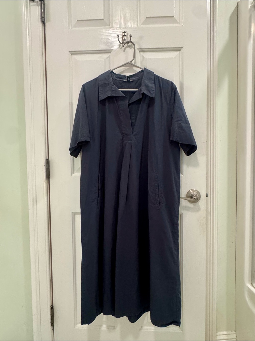 Eileen Fisher Deep Navy Collared Midi Dress